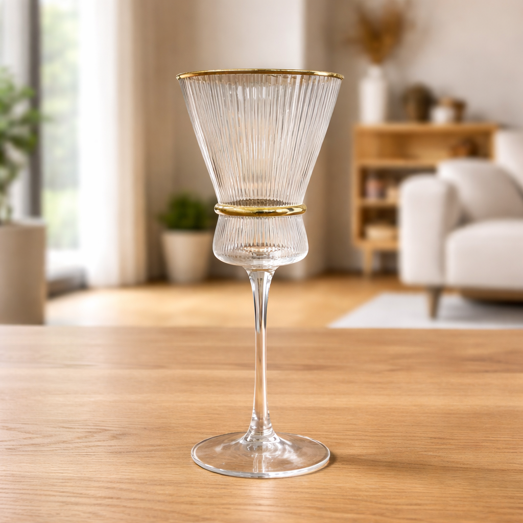 Crystal Golden Champagne Goblets | 6 Pcs