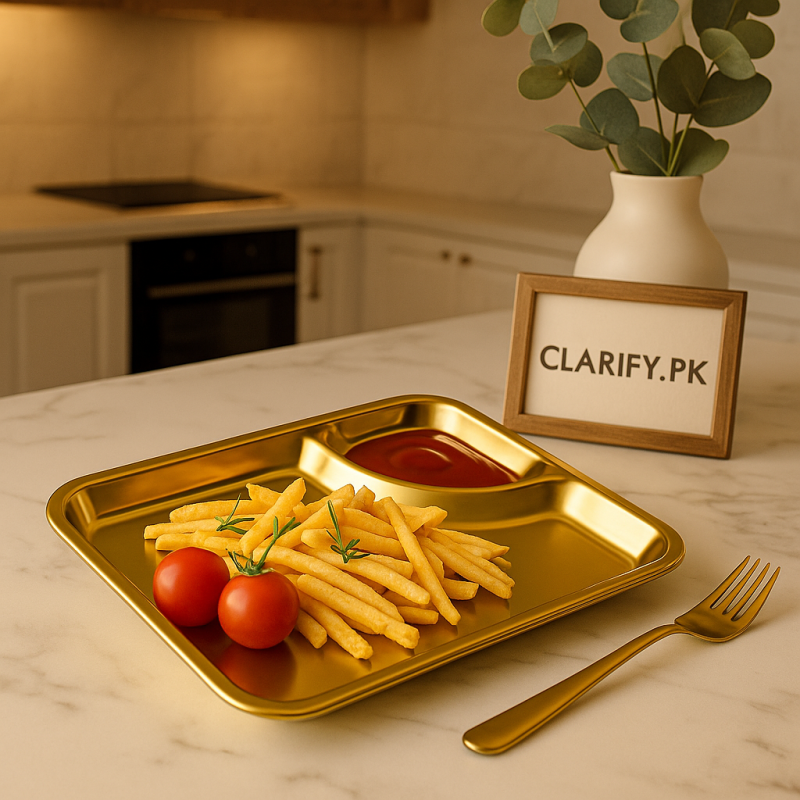 Stainless Steel Golden Serving Tray – Decorative Platter for Home