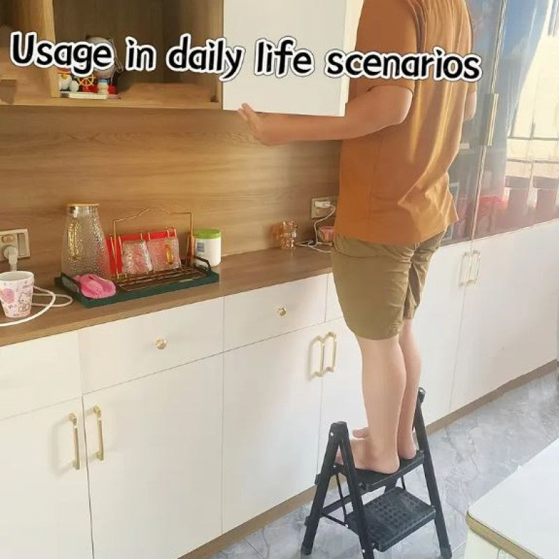 2-Step Folding Ladder | Non-Slip Portable Steel Step Stool for Home, Kitchen & Office