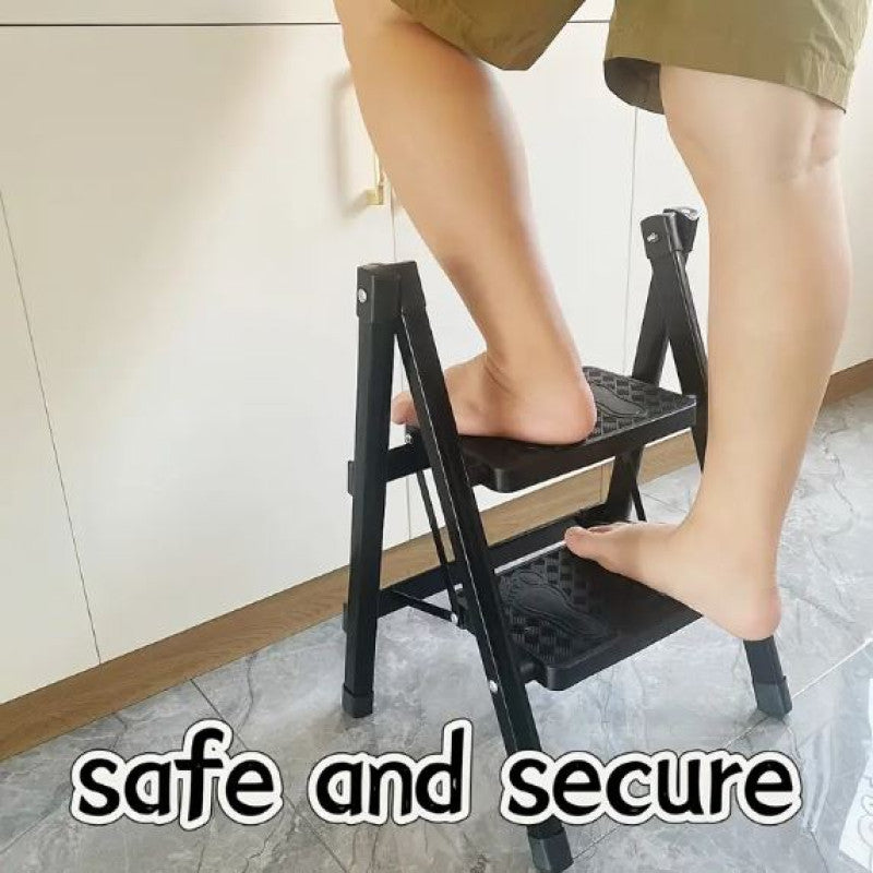2-Step Folding Ladder | Non-Slip Portable Steel Step Stool for Home, Kitchen & Office