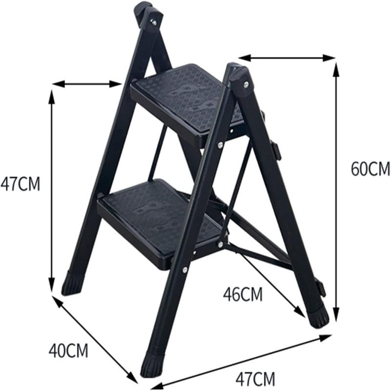 2-Step Folding Ladder | Non-Slip Portable Steel Step Stool for Home, Kitchen & Office