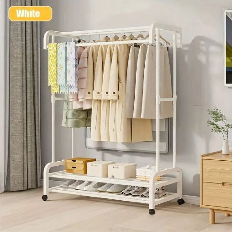 Freestanding Vertical Garment Rack | Space-Saving Clothes Organizer with Multiple Hanging Bars for Bedroom & Balcony