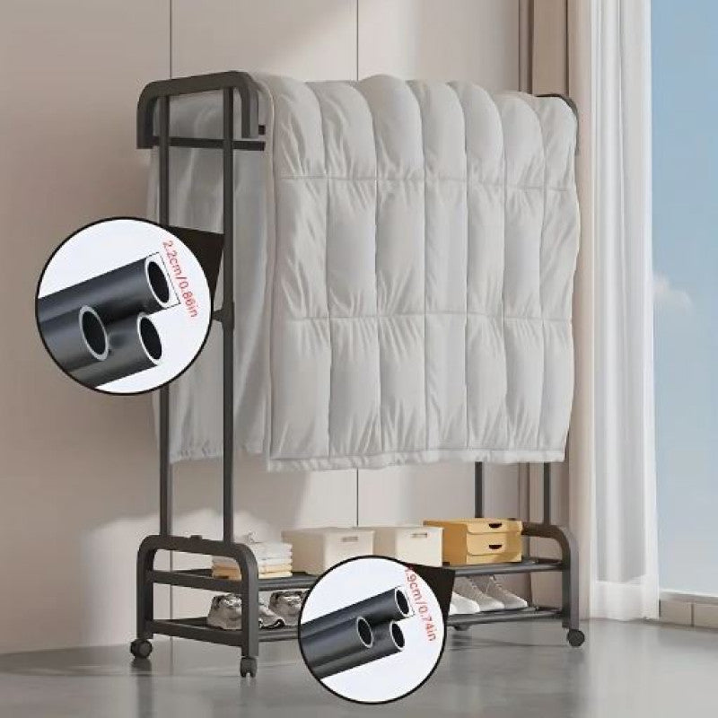 Freestanding Vertical Garment Rack | Space-Saving Clothes Organizer with Multiple Hanging Bars for Bedroom & Balcony