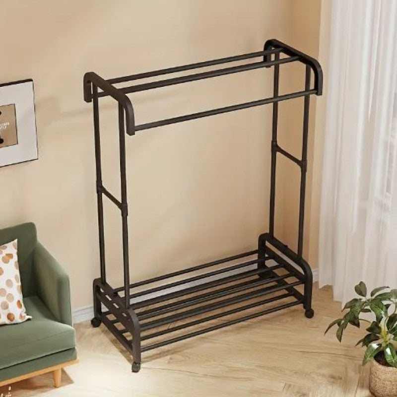 Freestanding Vertical Garment Rack | Space-Saving Clothes Organizer with Multiple Hanging Bars for Bedroom & Balcony