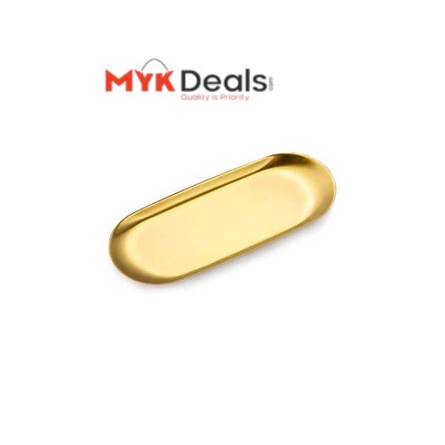 Stainless Steel Long-Oval Tray Gold (30 x 12 cm)