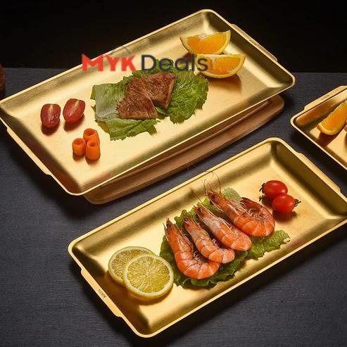 Stainless Steel Rectangular Tray Gold