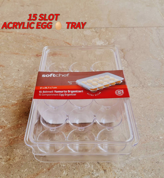 15 SLOT ACRYLIC EGG TRAY WITH LID