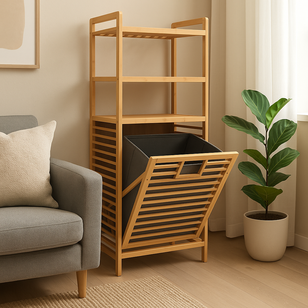 3-Tier Bamboo Laundry Basket