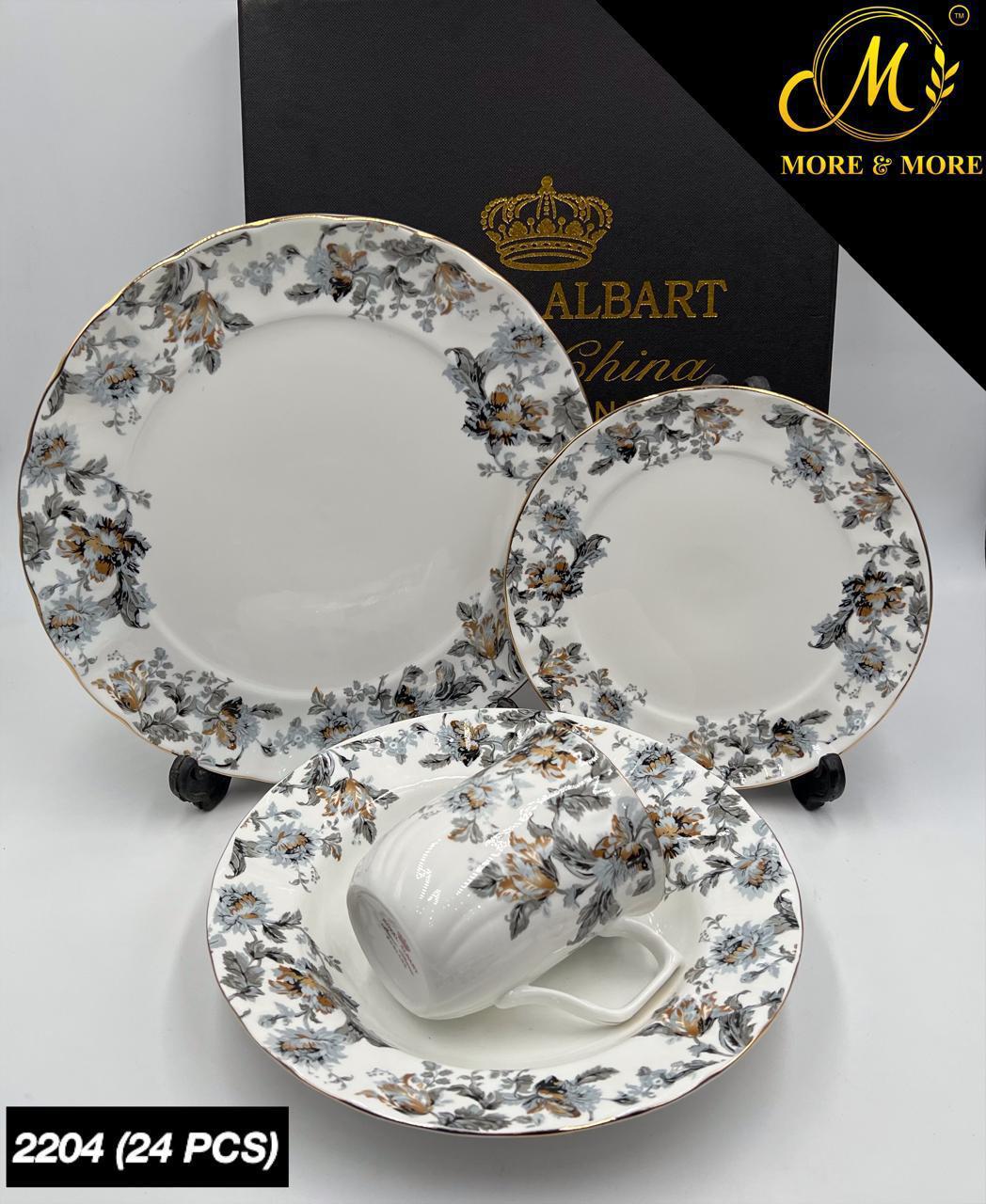 Royal Albert-Inspired 24-Pcs Plate Set – Design : 2204-F