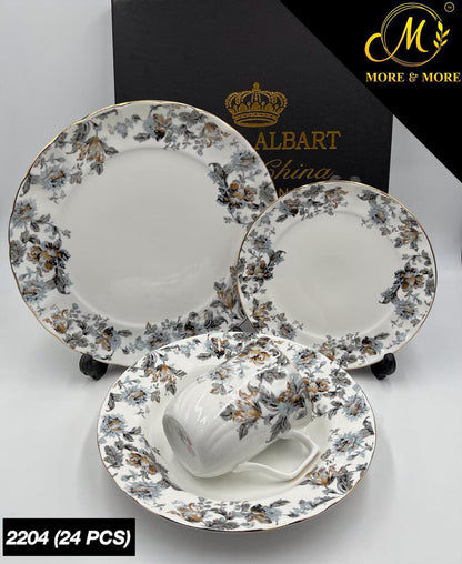 Royal Albert-Inspired 24-Pcs Plate Set – Design : 2204-F