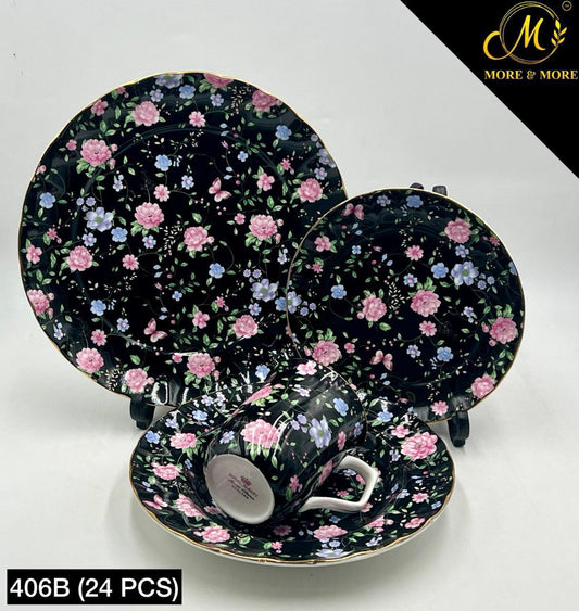 Royal Albert-Inspired 24-Pcs Plate Set – Design : 406-F-B