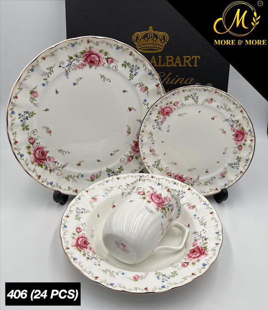 Royal Albert-Inspired 24-Pcs Plate Set – Design : 406-F