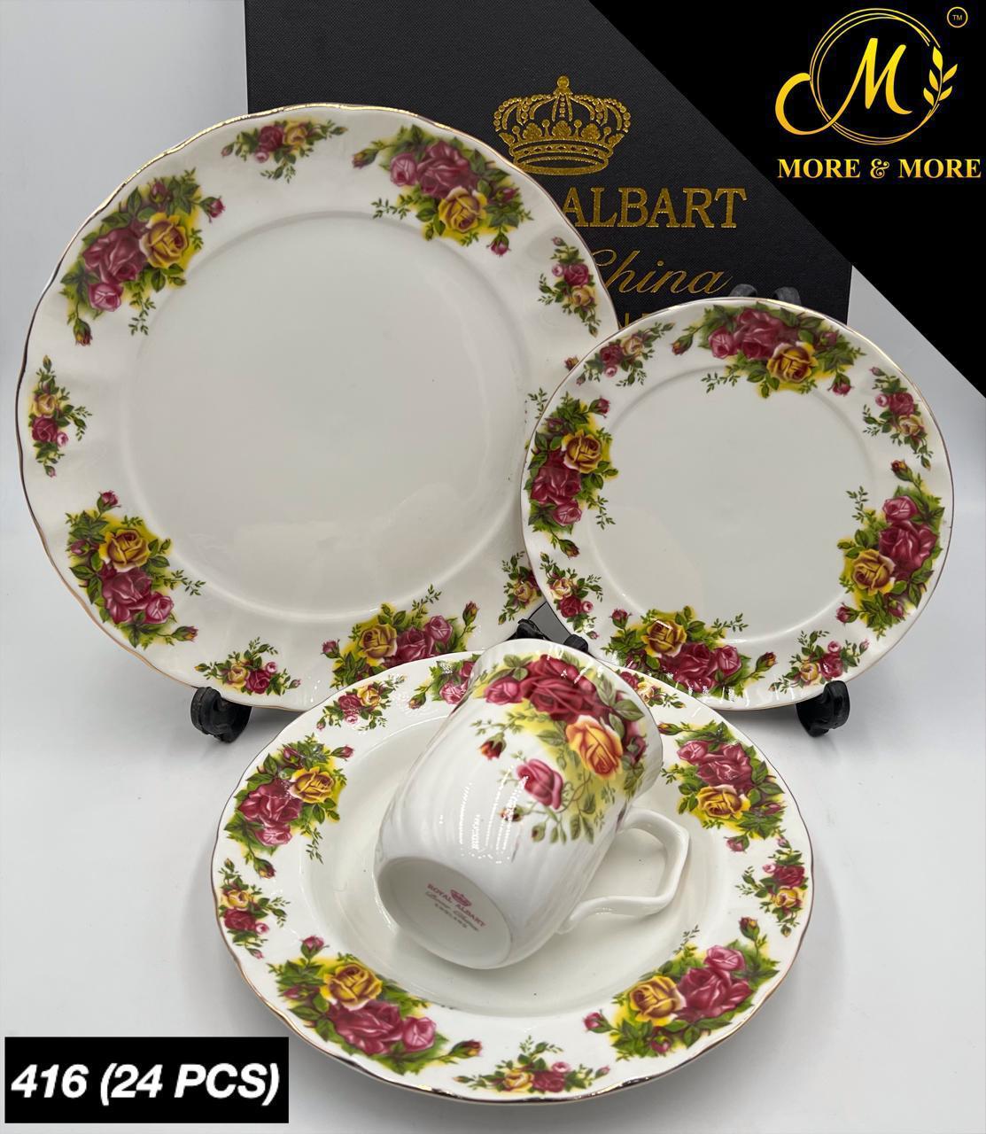 Royal Albert-Inspired 24-Pcs Plate Set – Design : 416-F