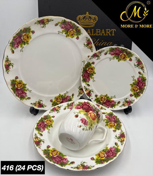 Royal Albert-Inspired 24-Pcs Plate Set – Design : 416-F