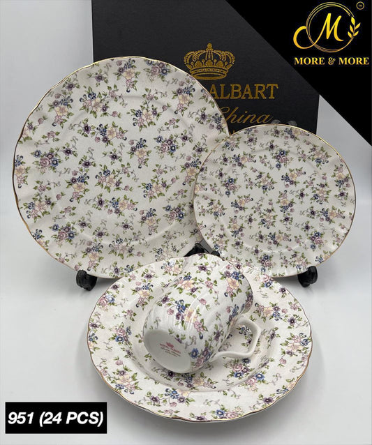 Royal Albert-Inspired 24-Pcs Plate Set – Design : 951-F