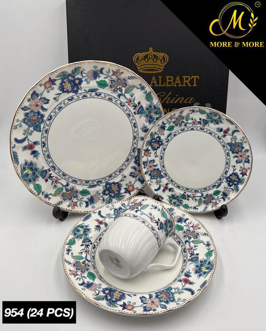 Royal Albert-Inspired 24-Pcs Plate Set – Design : 954-F