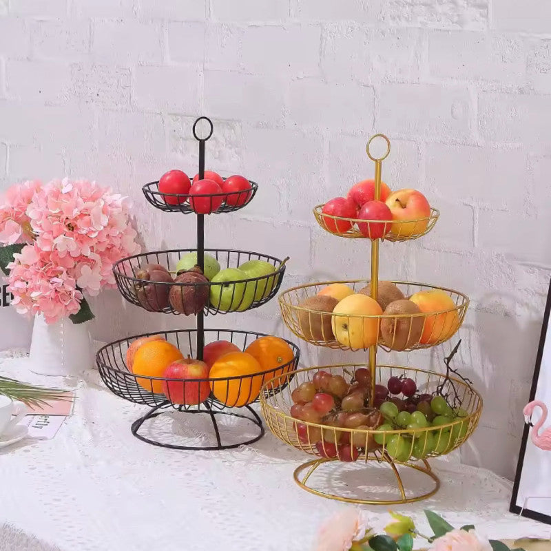 3-Layer Retro Fruit Tray – Vintage Tiered Serving Stand for Fruits, Snacks & Desserts | Adornia.pk