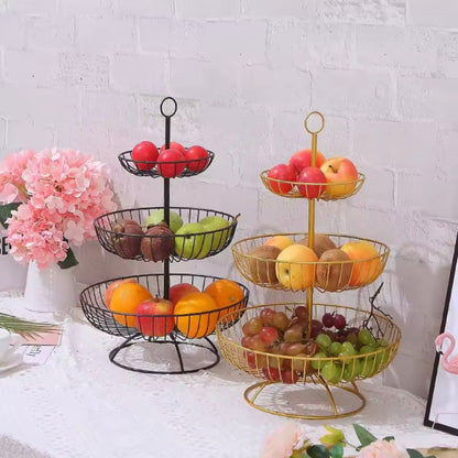 3-Layer Retro Fruit Tray – Vintage Tiered Serving Stand for Fruits, Snacks & Desserts | Adornia.pk