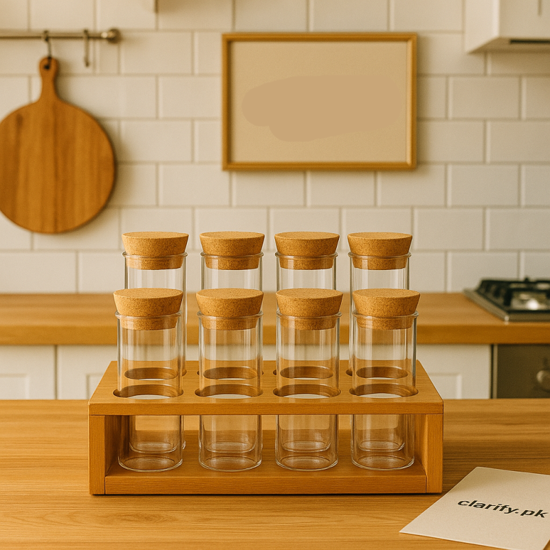 Luxury 6 Glass Jar Set with Stand – Kitchen Organizer