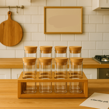 Luxury 6 Glass Jar Set with Stand – Kitchen Organizer