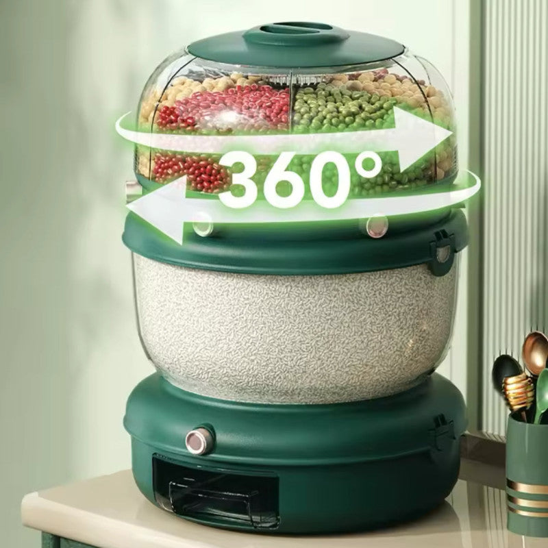 9KG Rotating Sealed Storage Box, Separated Sealed Rice Dispenser, Kitchen Accessories