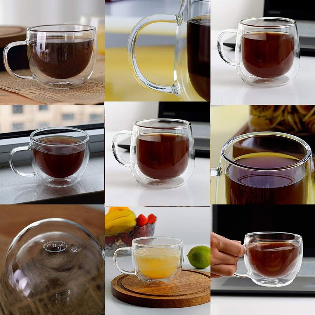 150ml Double Wall Glass Coffee Mug