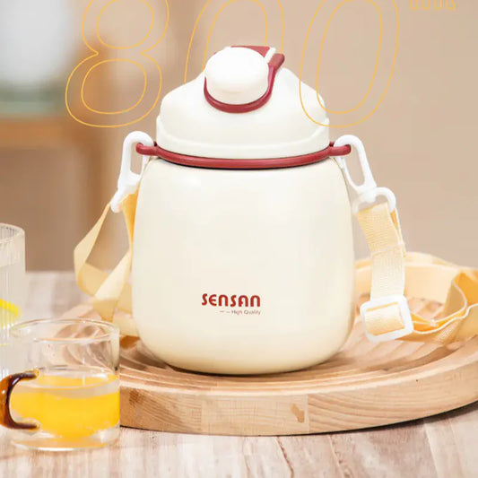 800ml Outdoor Vacuum Flask Sport Water Bottle - White