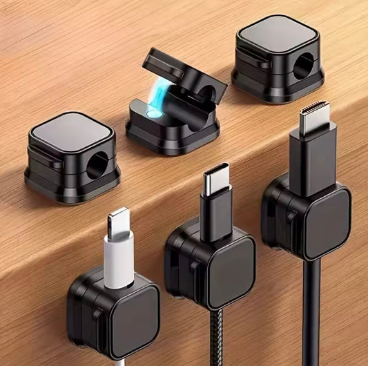 Set Of 6 Magnetic Cable Holder, Desktop Adjustable Magnetic Clips, Under Desk Cable Cord Holder