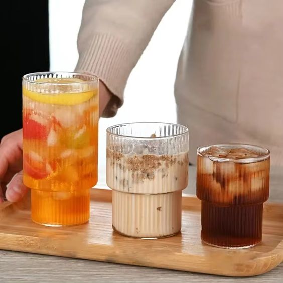 Elegant Ribbed Iced Coffee Glass