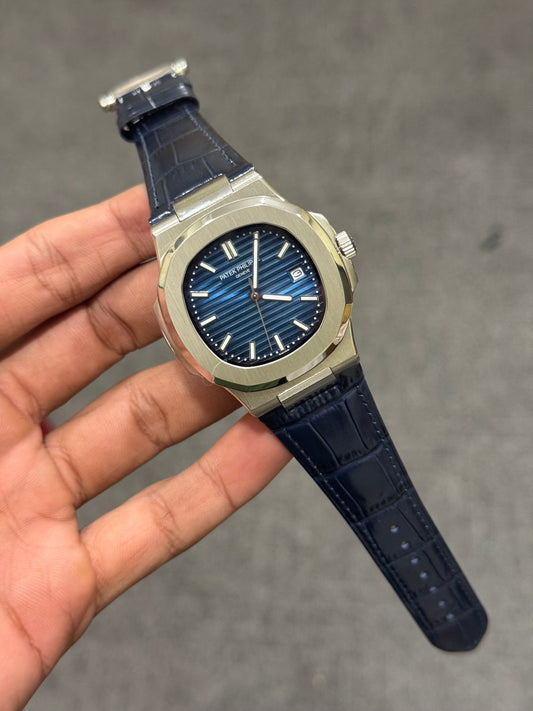 Pp auto | blue  Leather Strap | Blue Dial