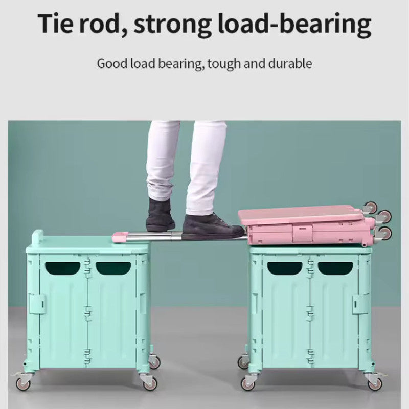 Foldable Portable Storage Trolley Cart with Wheels | Multi-Purpose Rolling Organizer