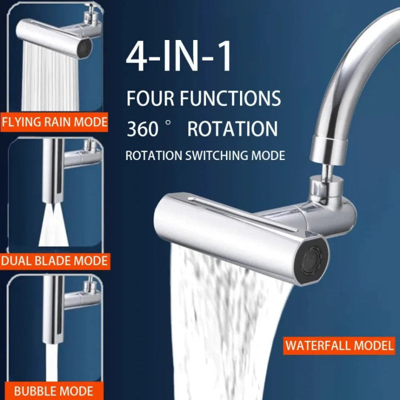 4-in-1 Kitchen Sink Faucet – 360° Rotating Splash-Free Water Flow | Adornia.pk