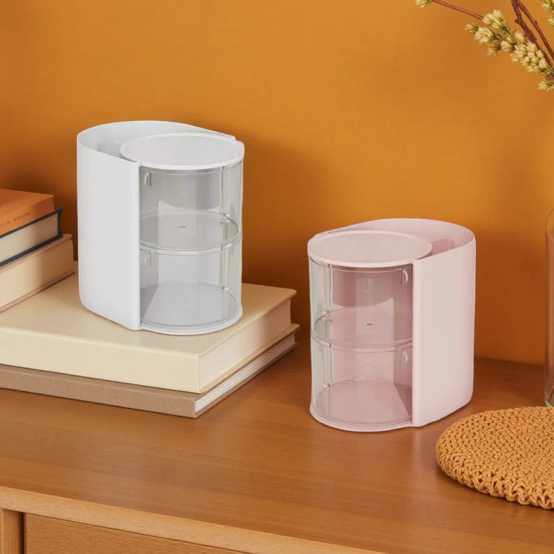 Smart Vanity Organizer – 360° Rotating Makeup & Jewelry Box