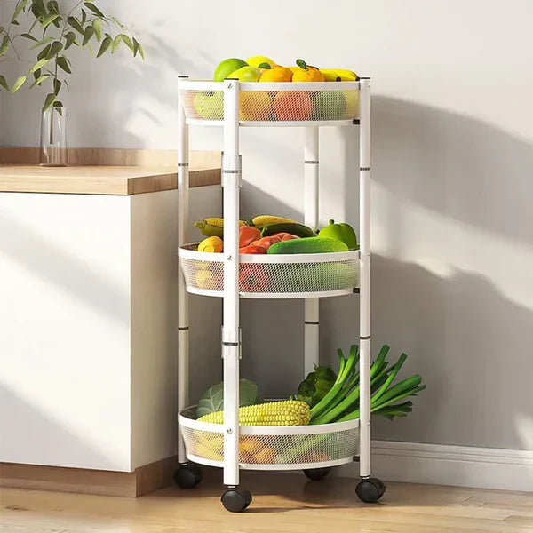 3 Tier Folding Basket With Wheels