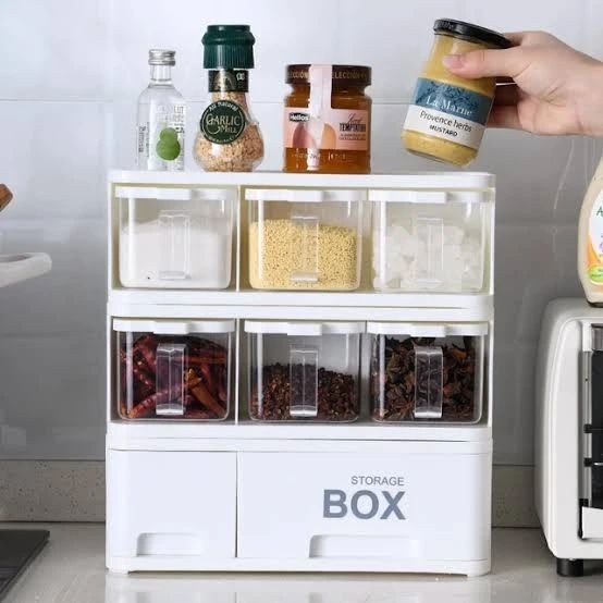 Seasoning Box With 6 Jars And Drawer