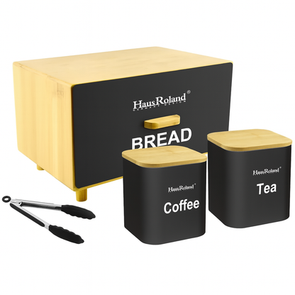HausRoland 4-Piece Bread Box Set - Black