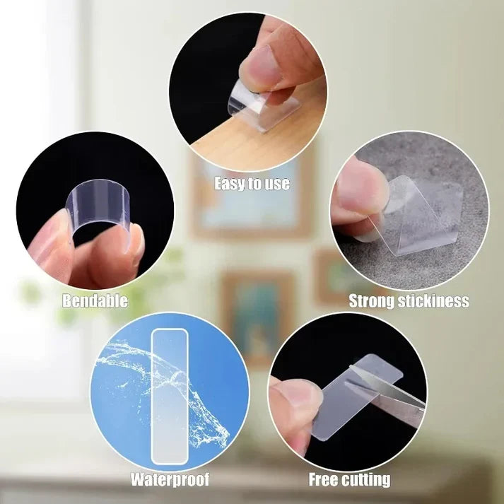 Reusable Waterproof Double-Sided Adhesive Stickers – 60 Pcs Per Pack (Buy 1 Get 1 Free)