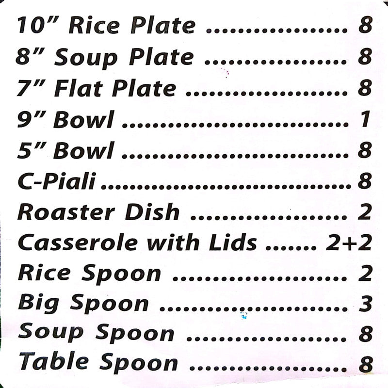 Premium 68 PCS Melamine Dinner Set – Silver Border Elegance | Adornia.pk