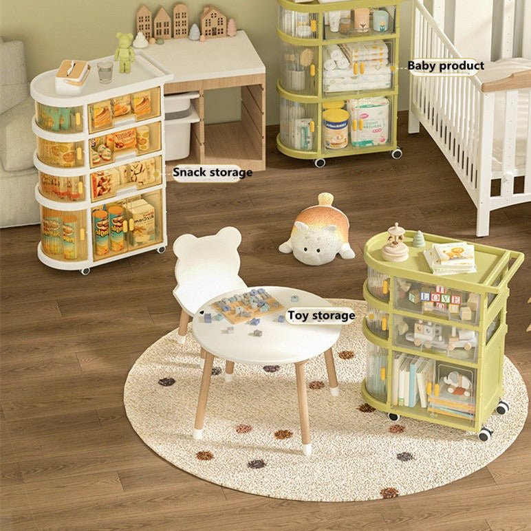 3 Tiered Foldable Storage Cabinet Freestanding Toy Organizing Cart