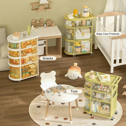 3 Tiered Foldable Storage Cabinet Freestanding Toy Organizing Cart