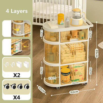 3 Tiered Foldable Storage Cabinet Freestanding Toy Organizing Cart