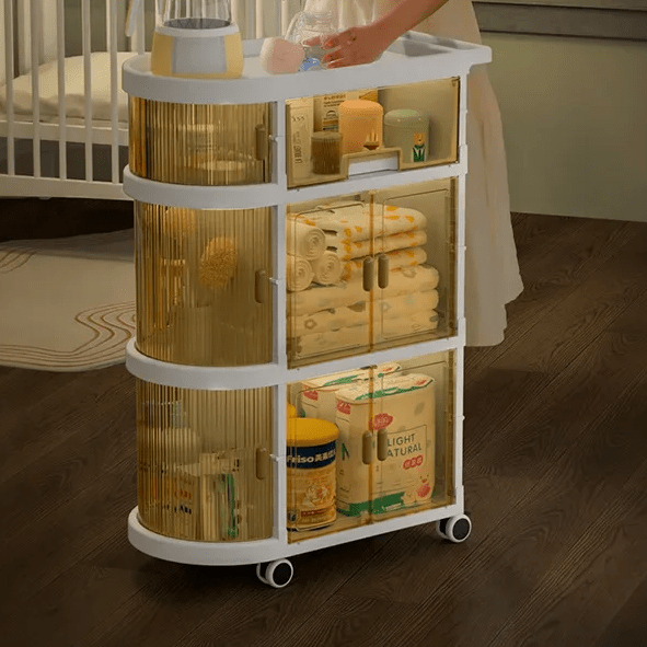 3 Tiered Foldable Storage Cabinet Freestanding Toy Organizing Cart