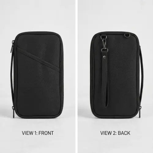 Family Passport Holder Travel Wallet with Shoulder Strap