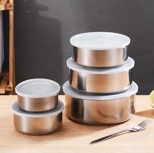 5 pcs Set of Stainless Steel Bowls with Lids