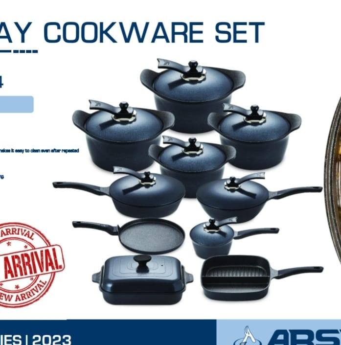 Arshia Granite Cast Aluminium Cookware Set 18pcs Grey