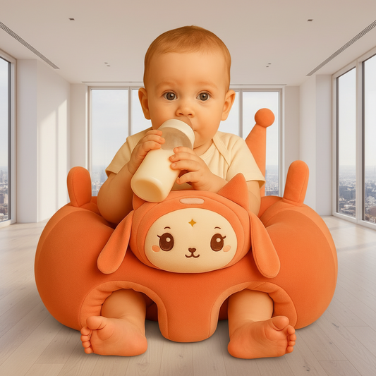 Premium Baby Support Sofa Seater – Orange Bunny Edition