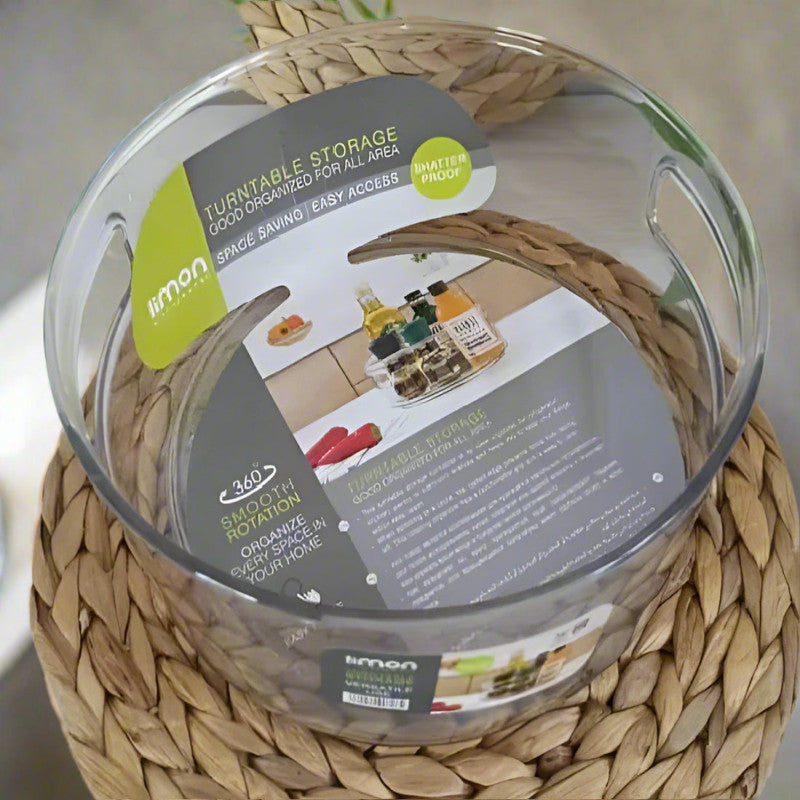 Limon Multi-Use Acrylic Rotatable Tray with Handles – 360° Serving & Storage Organizer (2149) | Adornia.pk