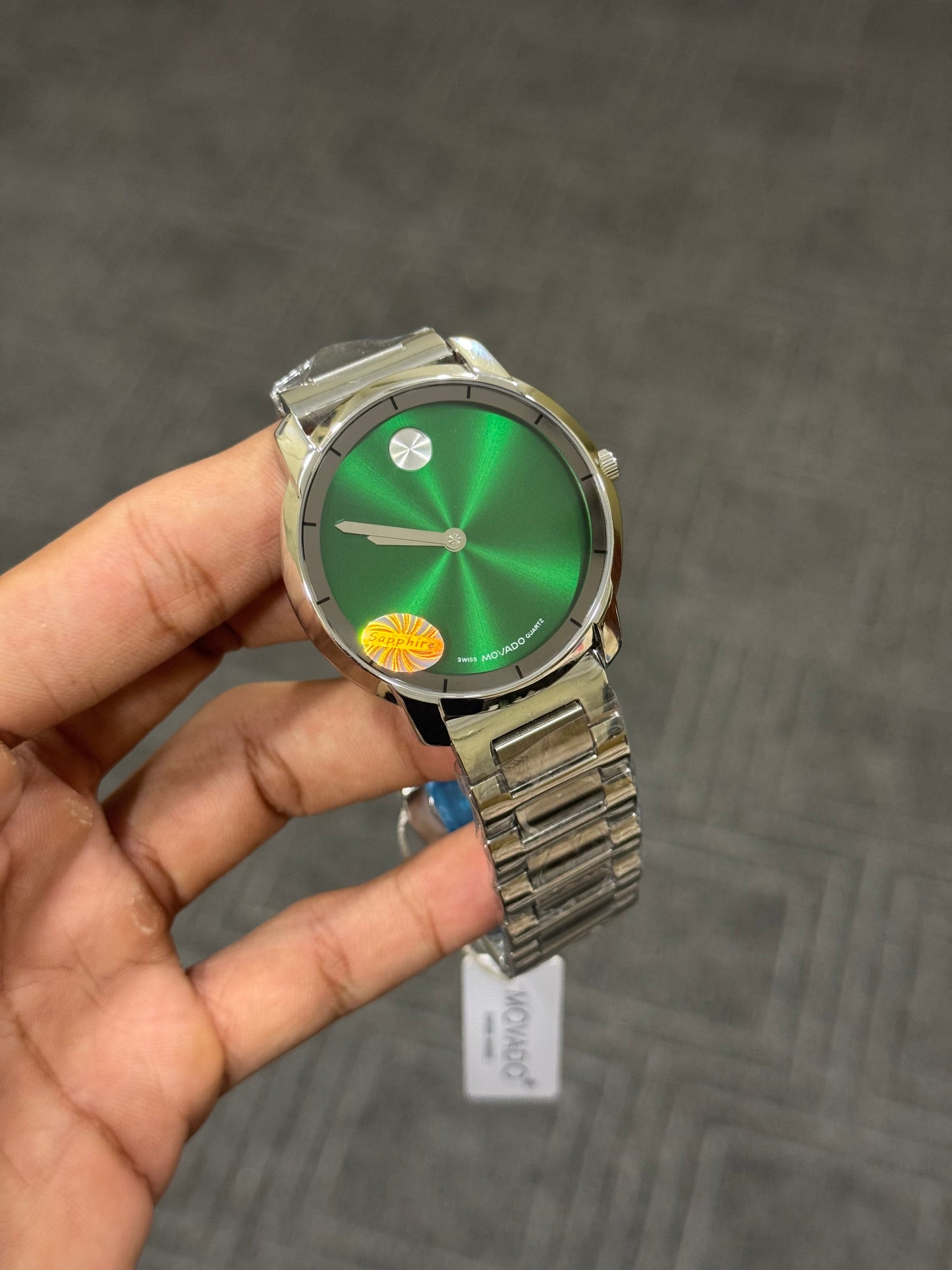 MOVADO SILVER GREEN DIAL