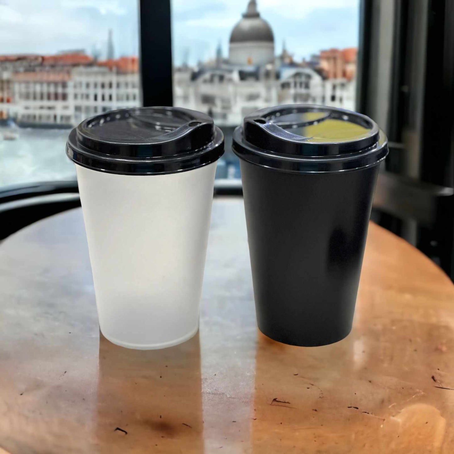 2 Pcs Plain Plastic Coffee Cups 500ml (L3.5xW3.5xH5.0)Inches