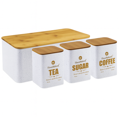 HausRoland Deluxe Bread Bin & Canister Combo Set - White